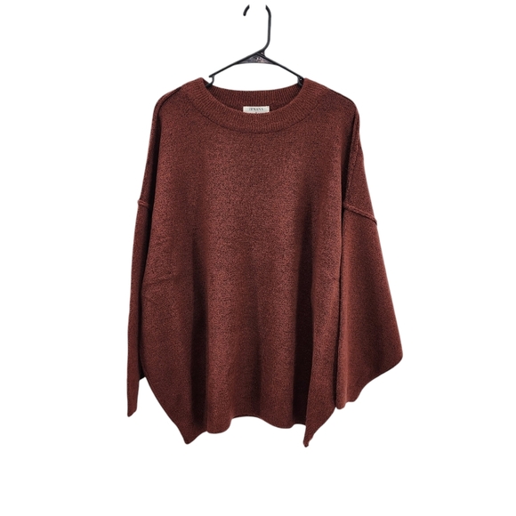 Zenana Women's Poly Stretch Oversized Dropped Shoulders Crewneck Sweater - M - Picture 1 of 7